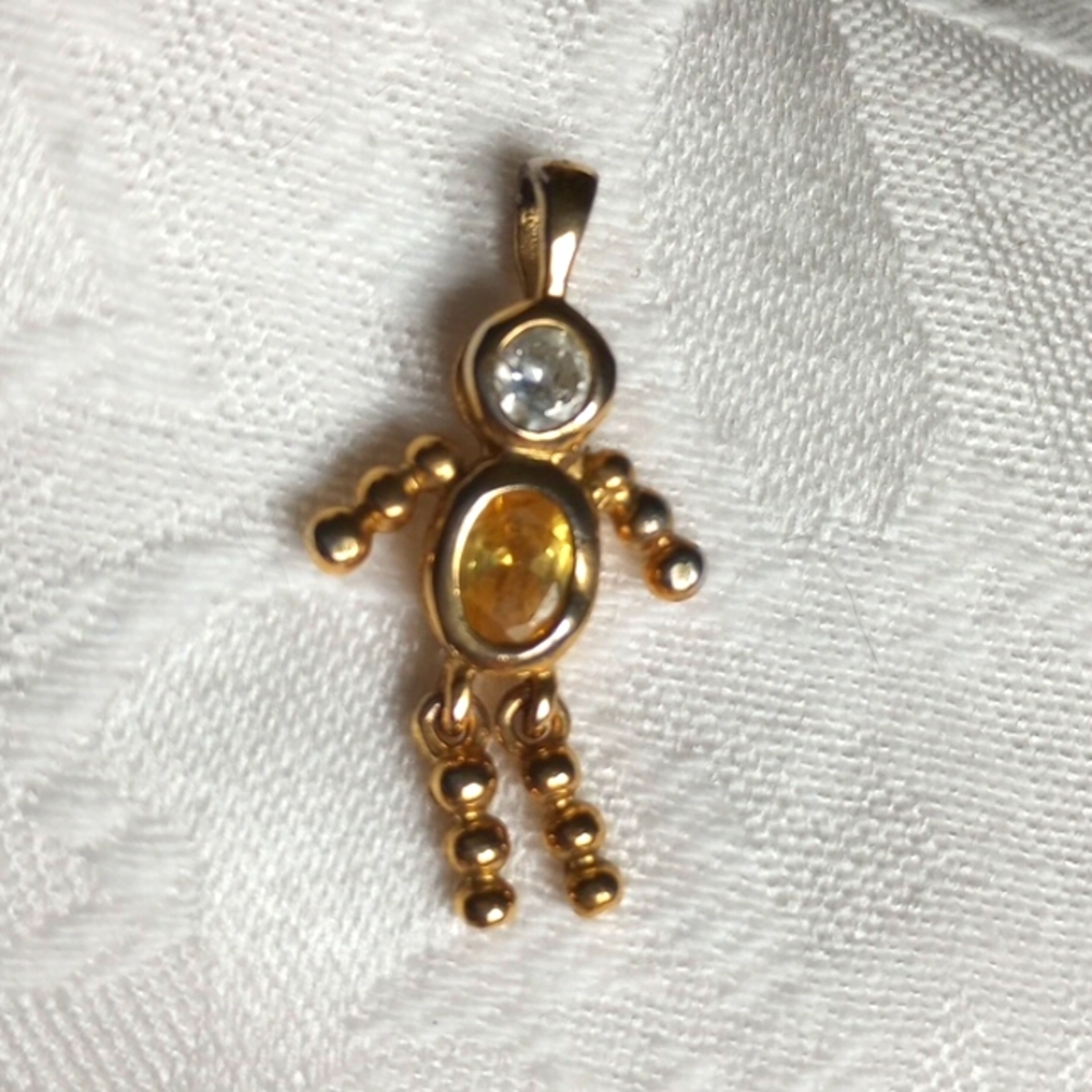 14k gold Sterling Birthstone Boy Charm
